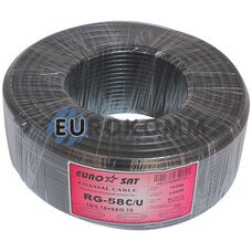 Коаксиальный кабель RG-58C/U EUROSAT CU черный 100м Коаксиальный кабель RG-58C/U EUROSAT CU черный 100м