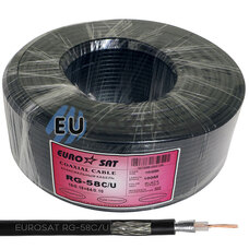 Коаксиальный кабель RG-58C/U EUROSAT СU/TCU черный 100м Коаксиальный кабель RG-58C/U EUROSAT СU/TCU черный 100м