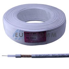 Коаксиальный кабель RG-59 B/U EUROSAT CU белый 200м Коаксиальный кабель RG-59 B/U EUROSAT CU белый 200м