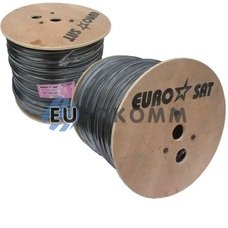 Коаксиальный кабель RG-59+2*0.5 EUROSAT наружный, черный 305м