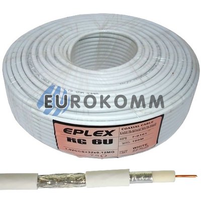 Коаксіальний кабель RG-6 EPLEX F603ST білий 100м