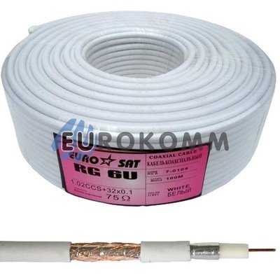 Коаксіальний кабель RG-6 EUROSAT CF603ST білий 100м
