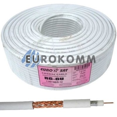 Коаксіальний кабель RG-6 EUROSAT CF609SU білий 100м