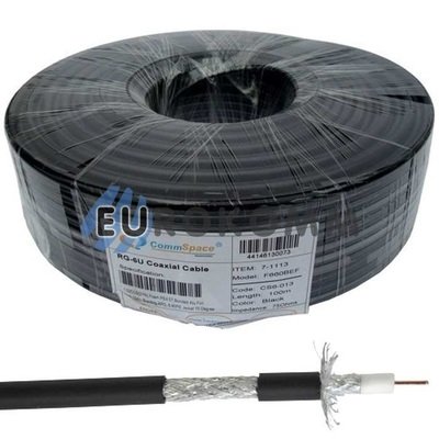 Коаксиальный кабель RG-6 CommSpace F660BVF наружный с гелем, черный 100м