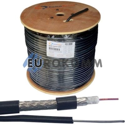 Коаксиальный кабель RG-6 CommSpace F690BVM с тросом, черный 305м