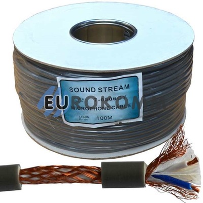 Микрофонный кабель Sound Stream 2x0.28 мм² OFC CU серый 100м