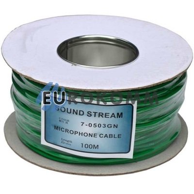 Микрофонный кабель Sound Stream 2x0.17 мм² OFC CU зеленый 100м