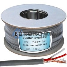 Микрофонный кабель Sound Stream 2x0.17 мм² OFC CU серый 100м