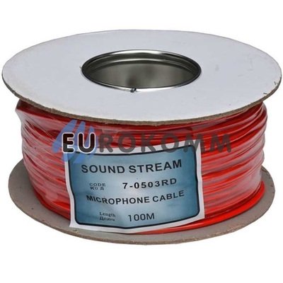 Микрофонный кабель Sound Stream 2x0.17 мм² OFC CU красный 100м