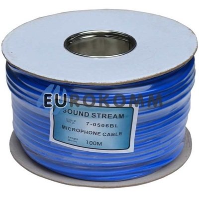 Микрофонный кабель Sound Stream 2x0.28 мм² OFC CU синий 100м