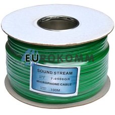 Микрофонный кабель Sound Stream 2x0.28 мм² OFC CU зеленый 100м