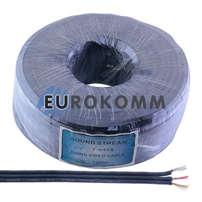 Кабель аудио-видео Sound Stream 3x0.09 мм² /20 OFC CU плоский черный 100м