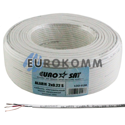 Сигнальный кабель EUROSAT 2x0.22 CU в экране белый