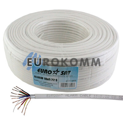 Сигнальный кабель EUROSAT 10x0.22 CU в экране белый
