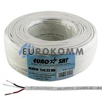 Сигнальный кабель EUROSAT 2x0.22 CU без экрана белый 100м Сигнальный кабель EUROSAT 2x0.22 CU без экрана белый 100м
