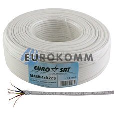 Сигнальный кабель EUROSAT 4x0.22 CU в экране белый 100м