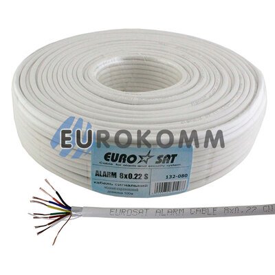 Сигнальный кабель EUROSAT 8x0.22 CU в экране белый