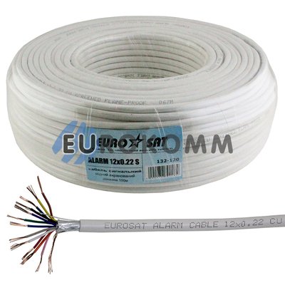 Сигнальный кабель EUROSAT 12x0.22 CU в экране белый 100м