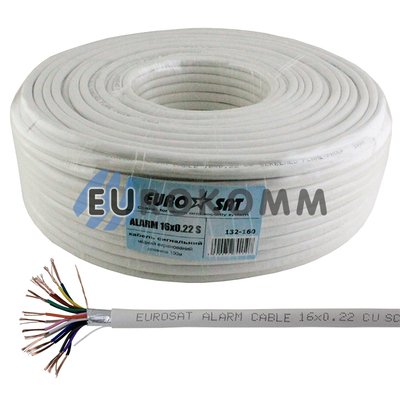 Сигнальный кабель EUROSAT 16x0.22 CU в экране белый