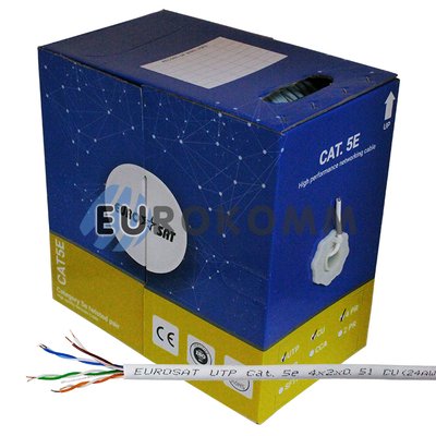 Интернет кабель "Витая Пара" UTP cat.5e 4x2x0.50 CU EUROSAT