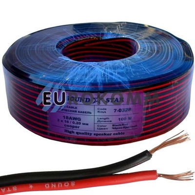 Низковольтный кабель питания Sound Star 2х0.50мм²  CU красно-чёрный 100м