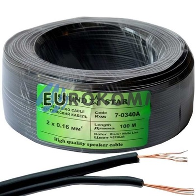 Низковольтный кабель питания Sound Star 2x0.16мм²  CCA черный 100м