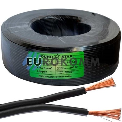Низковольтный кабель питания Sound Star 2x0.75мм²  CU чёрный 100м