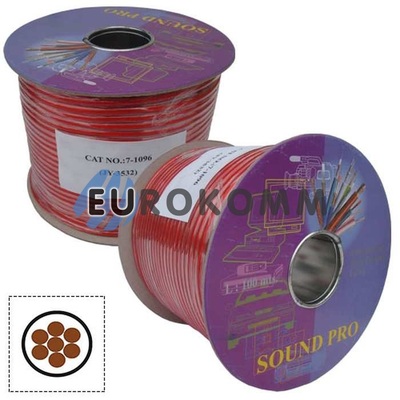 Низковольтный кабель питания Sound PRO JY-3532 1x6.0мм²  OFC CU прозрачно-красный 100м