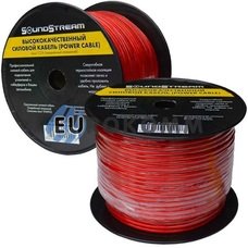 Низковольтный кабель питания Sound Stream 1x6.0мм²  CCA прозрачно-красный 100м