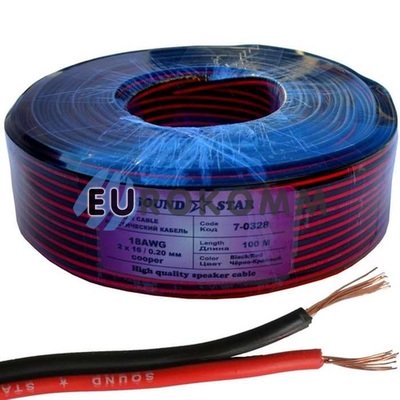 Низьковольтний кабель живлення Sound Star 2х0.50мм² CU червоно-чорний 100м