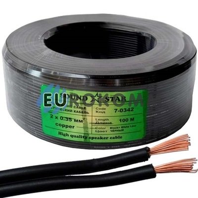 Низьковольтний кабель живлення Sound Star 2x0.35мм² CU чорний 100м