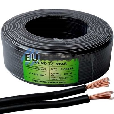 Низьковольтний кабель живлення Sound Star 2x0.50мм² CCA чорний 100м