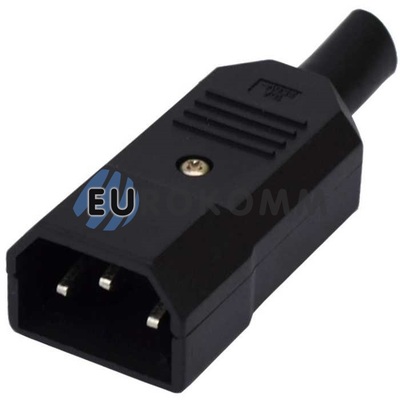 Штекер сетевой 3pin, под шнур, корпус пластик