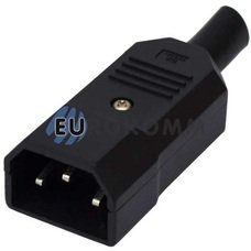Штекер сетевой 3pin, под шнур, корпус пластик