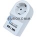 Переходник сетевой Евро + 2USB с подставкой для мобильного телефона