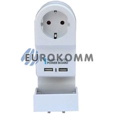 Перехідник мережевий Євро + 2USB з підставкою для мобільного телефону