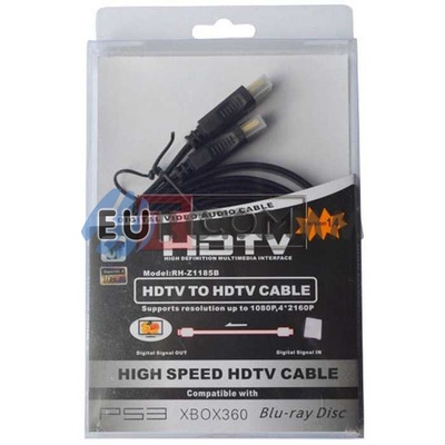 Кабель (шнур) HDMI - HDMI (v1.4, плоский, блістер, чорний, 3м)