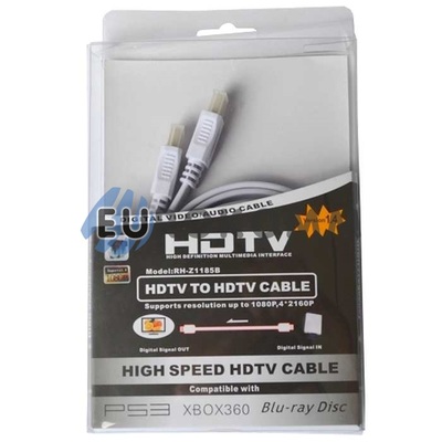Кабель (шнур) HDMI - HDMI (v1.4, плоский, блістер, білий, 3м)