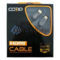 Кабель (шнур) HDMI - HDMI (v1.3b, з фільтром, метал, чорний, у коробці, 2м)