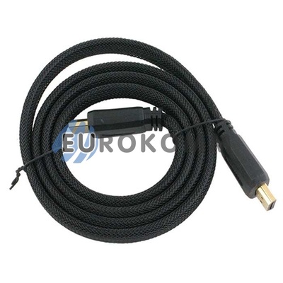 Кабель (шнур) HDMI-HDMI (v1.3b, плоский, gold, сітка, чорний, 1м)