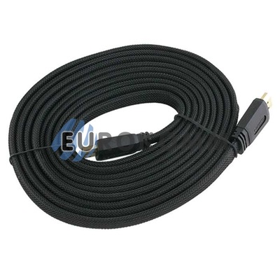 Кабель (шнур) HDMI-HDMI (v1.3b, плоский, gold, сітка, чорний, 3м)