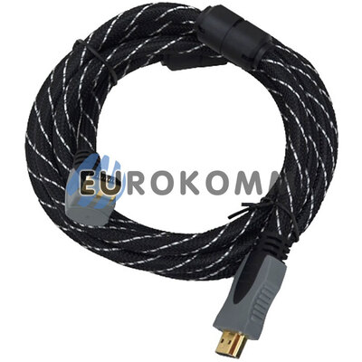 Кабель (шнур) HDMI-HDMI (v1.3b, кутовий з фільтрами, чорний, 2м)