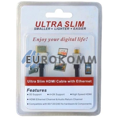 Кабель (шнур) перехідник HDMI - micro HDMI (v1.4, Ultra Slim, блістер, gold, чорний, 2м)