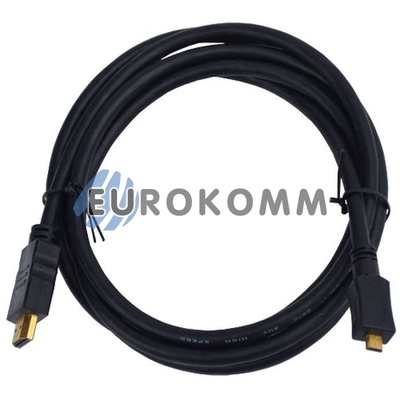 Кабель (шнур) перехідник HDMI - micro HDMI (v1.4, gold, чорний, 1.5м)