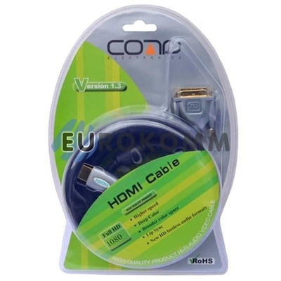 Кабель (шнур) перехідник HDMI - DVI-D (Dual Link, з фільтром, gold, блістер, чорний, 1.5м)