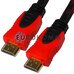 Кабель (шнур) HDMI - HDMI (v1.4, з фільтрами, в обплетенні, чорно-червоний, 3м)