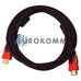 Кабель (шнур) HDMI - HDMI (v1.4, с фильтрами, в оплетке, черно-красный, 5м)