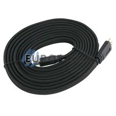 Кабель (шнур) HDMI-HDMI (v1.3b, плоский, gold, сітка, чорний, 3м)