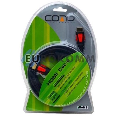 Кабель (шнур) HDMI - HDMI (v1.3b, с фильтром, блистер, gold, черный, 2м)