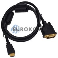 Кабель (шнур) перехідник HDMI - DVI-D (gold, чорний, 1м) Кабель (шнур) перехідник HDMI - DVI-D (gold, чорний, 1м)